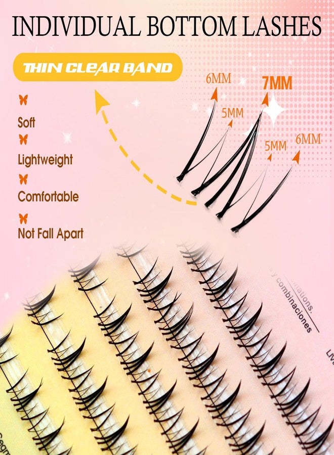 Bershnor Bottom Lash Clusters DIY lash Extensions Lower Individual Lashes Manga Bottom Cluster Lashes Bottom Eyelashes Clear Band - Image 2